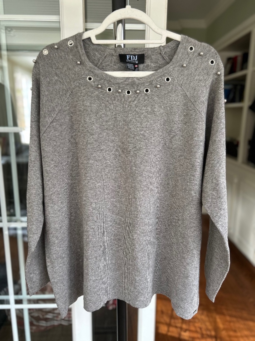 FDJ French Dressing Jeans Gray Silver XXL Long Sleeve Ballet Neck Sweater
